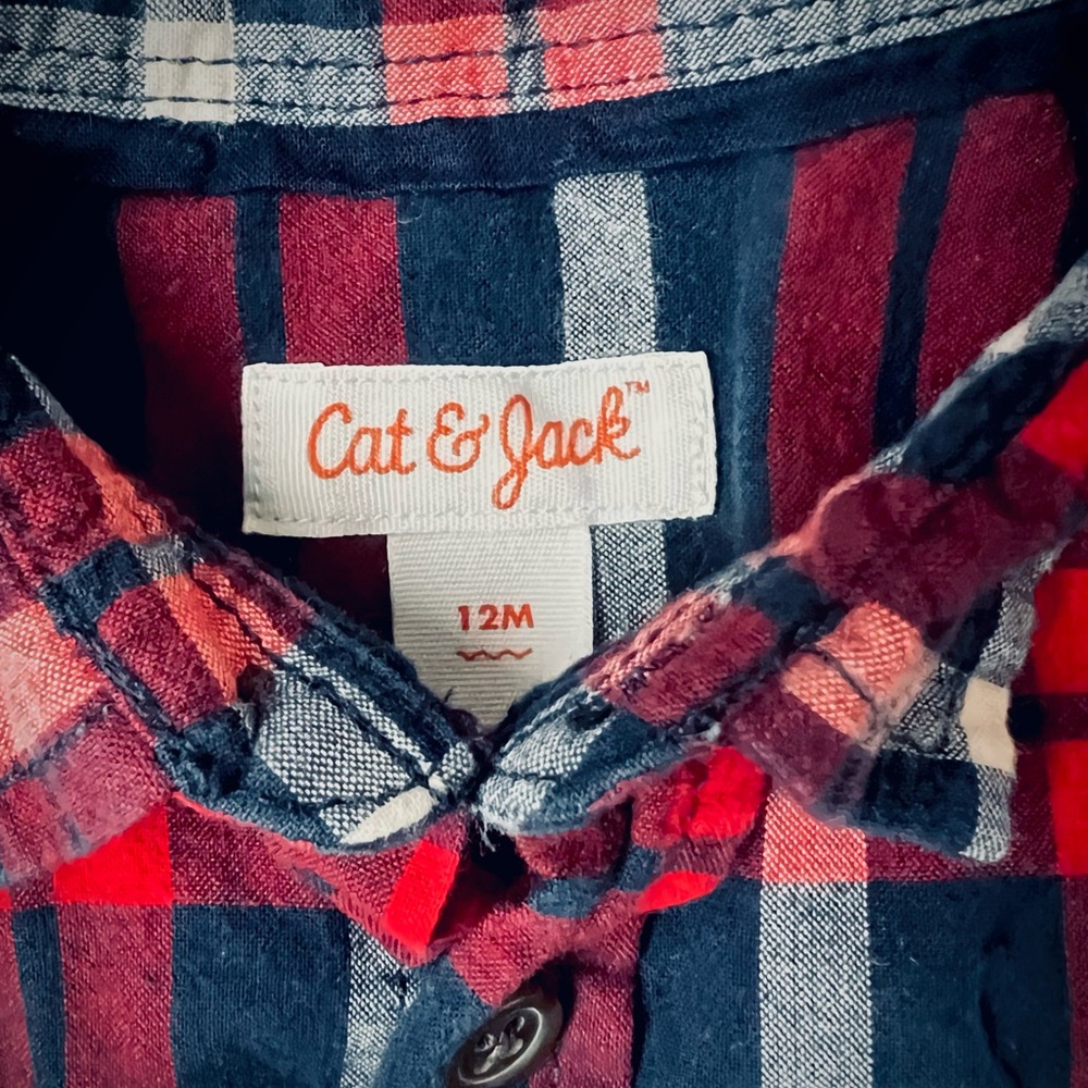Cat & Jack Boys Plaid Shirt Sz 12m EUC